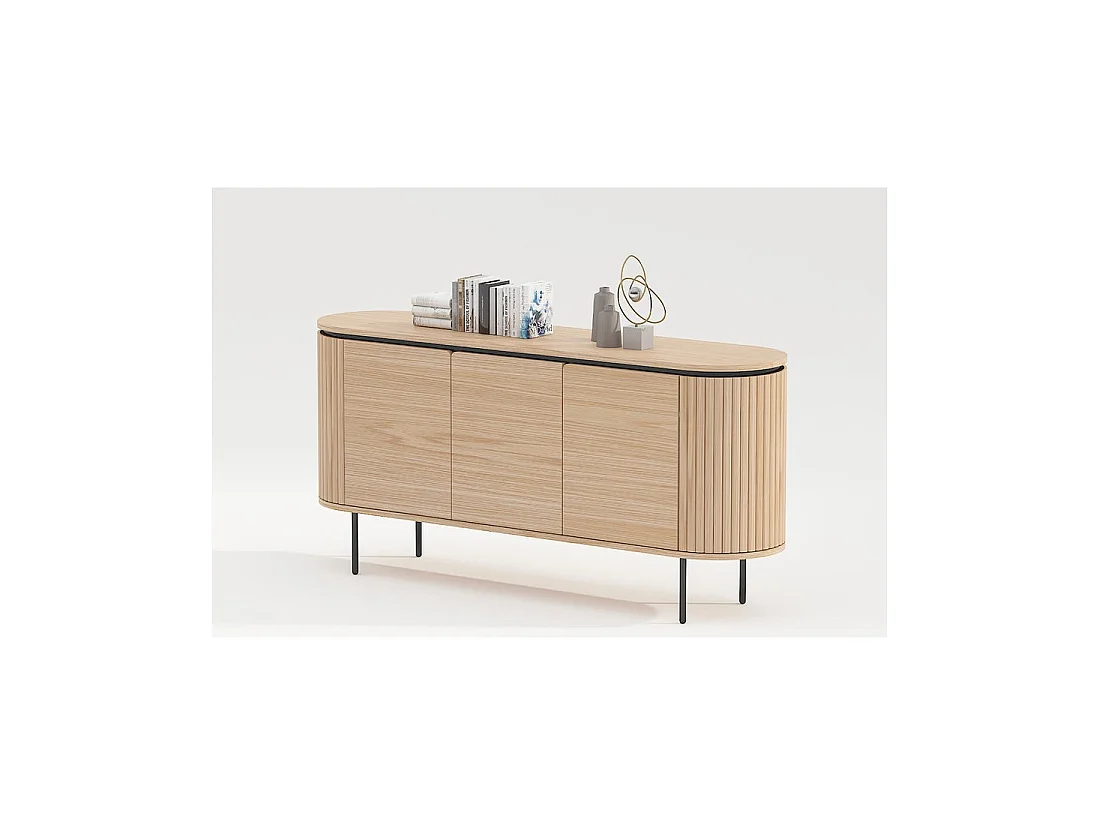 Buffet 160 cm 3 porte rovere chiaro e nero – Collezione SÖREN