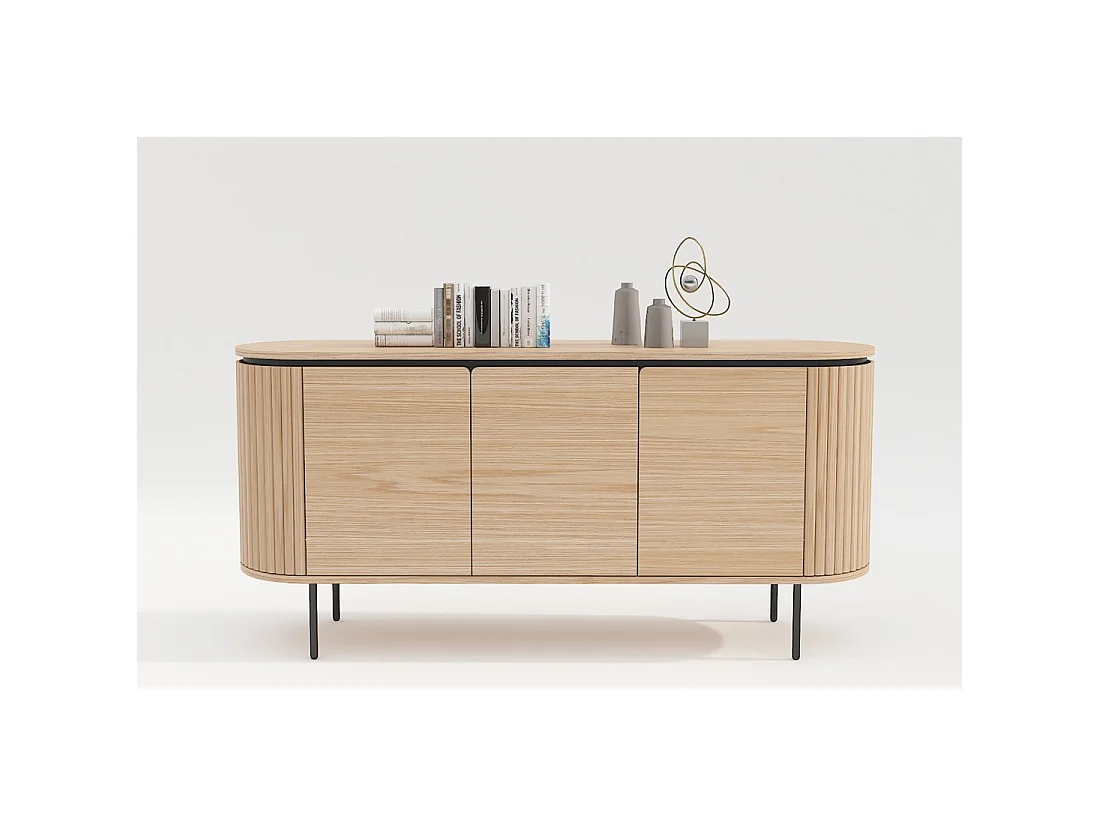 Buffet 160 cm 3 porte rovere chiaro e nero – Collezione SÖREN