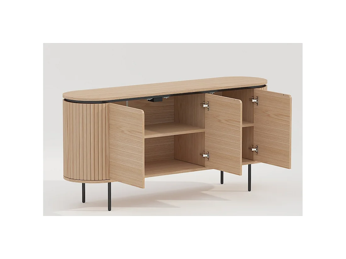 Buffet 160 cm 3 porte rovere chiaro e nero – Collezione SÖREN