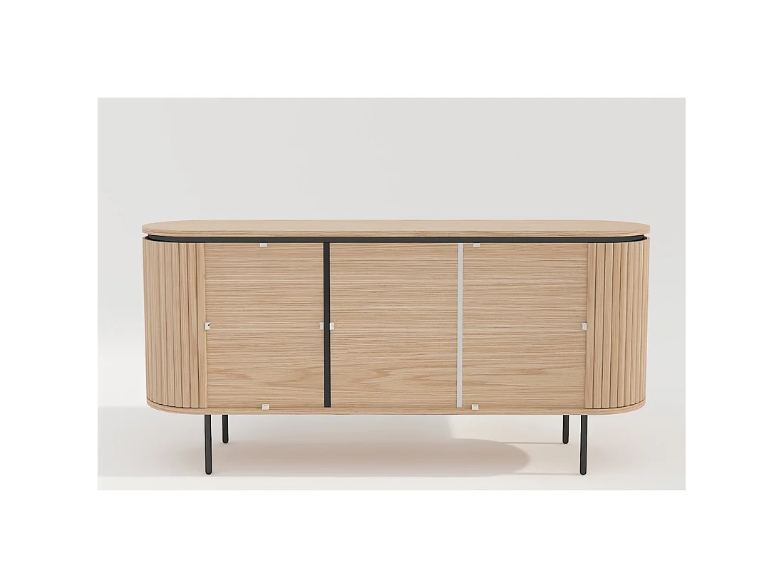 Buffet 160 cm 3 porte rovere chiaro e nero – Collezione SÖREN