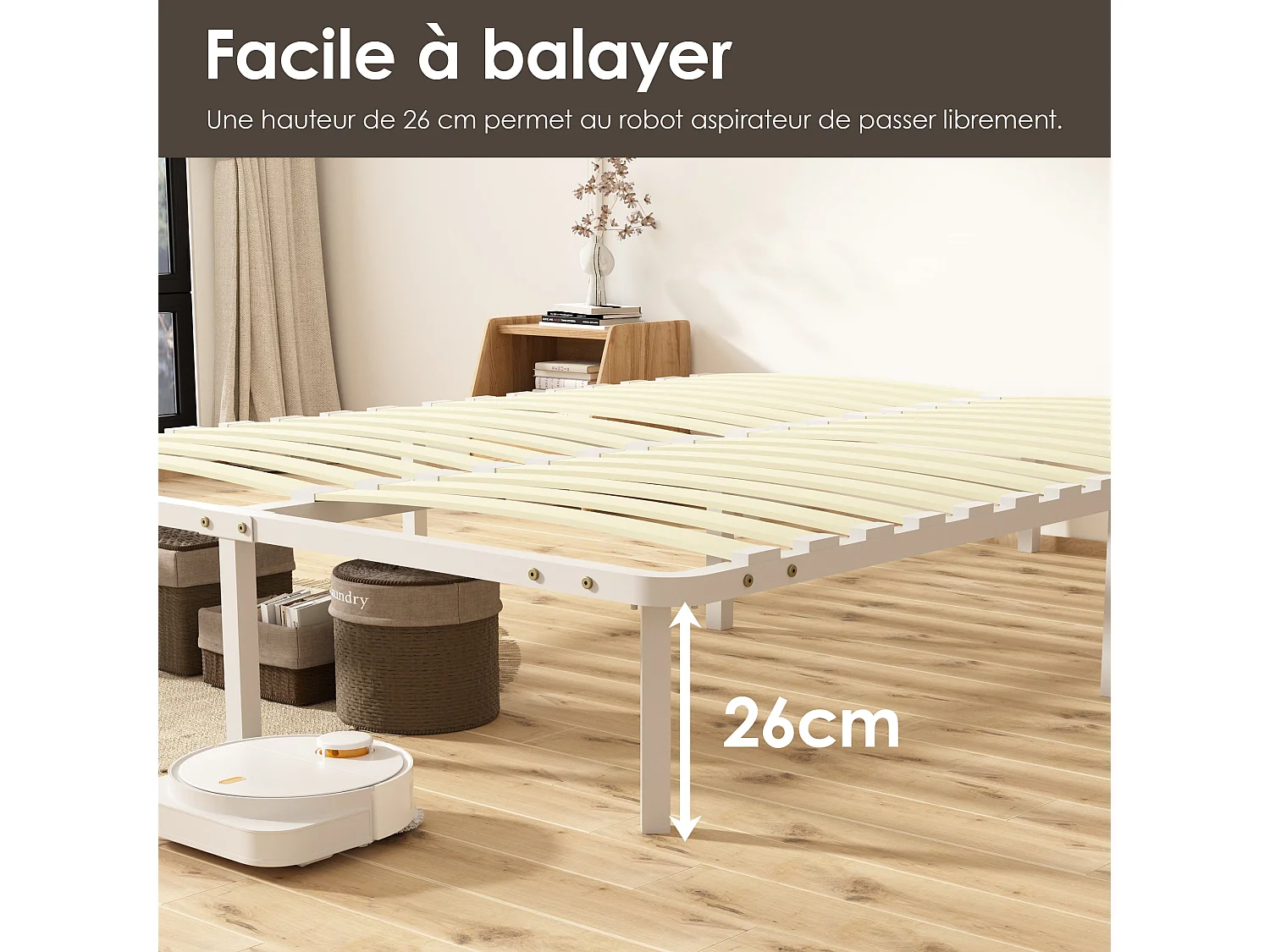 Sommier à lattes 140x190 cm, 2x16 rangs,  incl. 9 repose-pieds