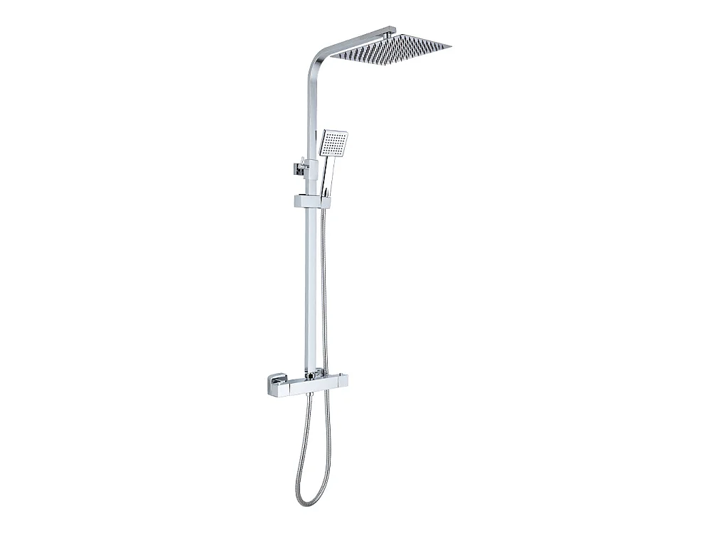 Colonne de Douche Thermostatique, avec Mitigeur Réglable Hauteur, Argentée