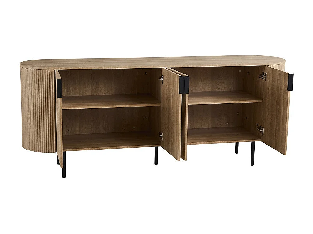 Buffet VAGOS – Coloris chêne naturel – 4 portes – 200 cm – Grand bahut moderne – Rangement spacieux