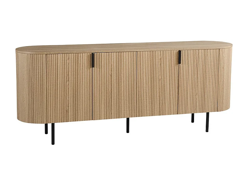 Buffet VAGOS – Coloris chêne naturel – 4 portes – 200 cm – Grand bahut moderne – Rangement spacieux