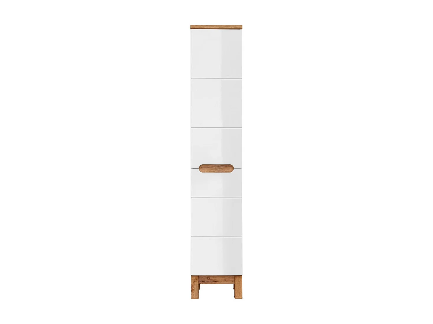 Columna de baño ERMANO – Roble claro y blanco brillante – 35x187 cm – 1 puerta – Para instalar