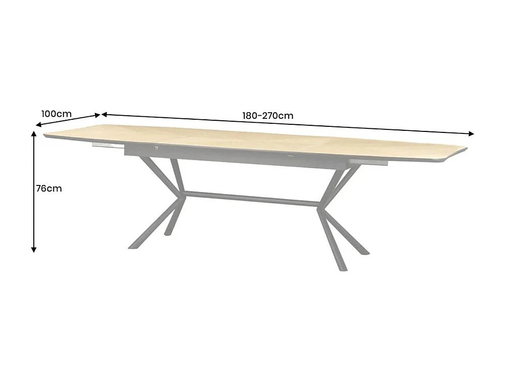 Table de salle à manger GRANI – Placage chêne clair et métal – 180-270 cm – Extensible