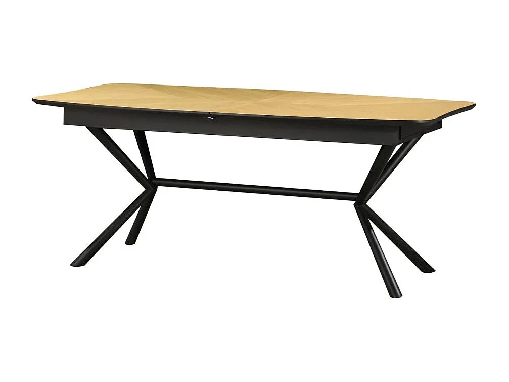 Table de salle à manger GRANI – Placage chêne clair et métal – 180-270 cm – Extensible