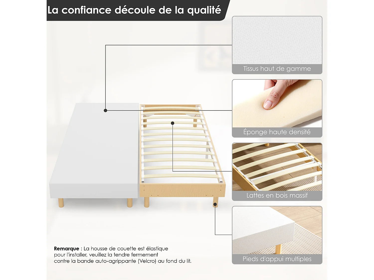 Sommier Tapissier 160x200 (2x80x200), 6 pieds*2