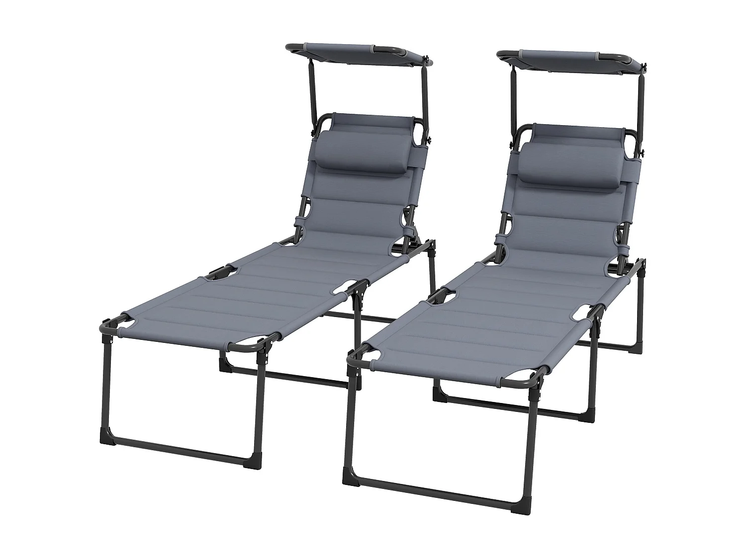 Set 2 lettini prendisole ad altezza regolabile nero e grigio