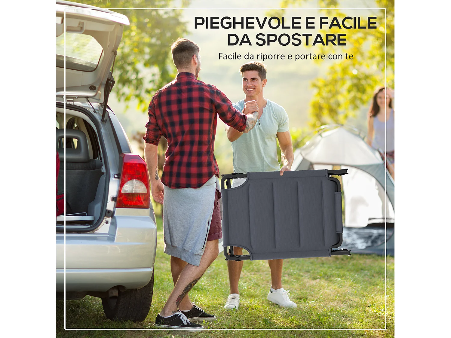 Set 2 lettini prendisole ad altezza regolabile nero e grigio