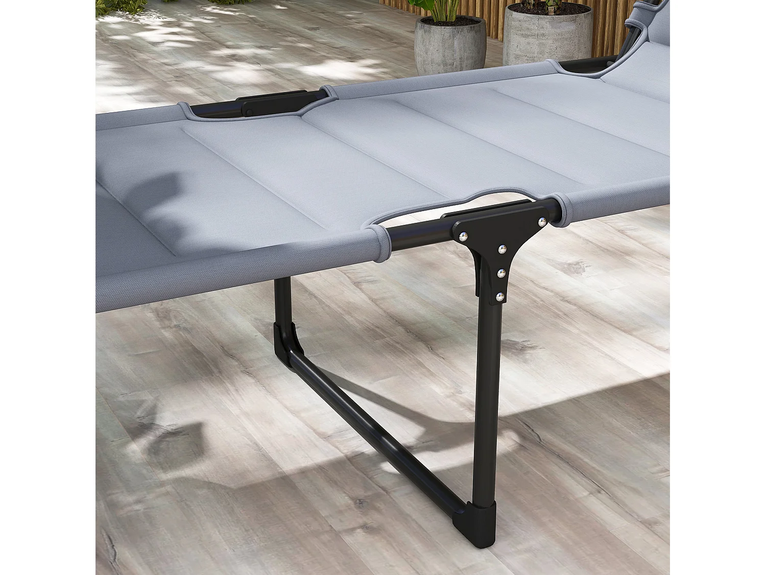 Set 2 lettini prendisole ad altezza regolabile nero e grigio