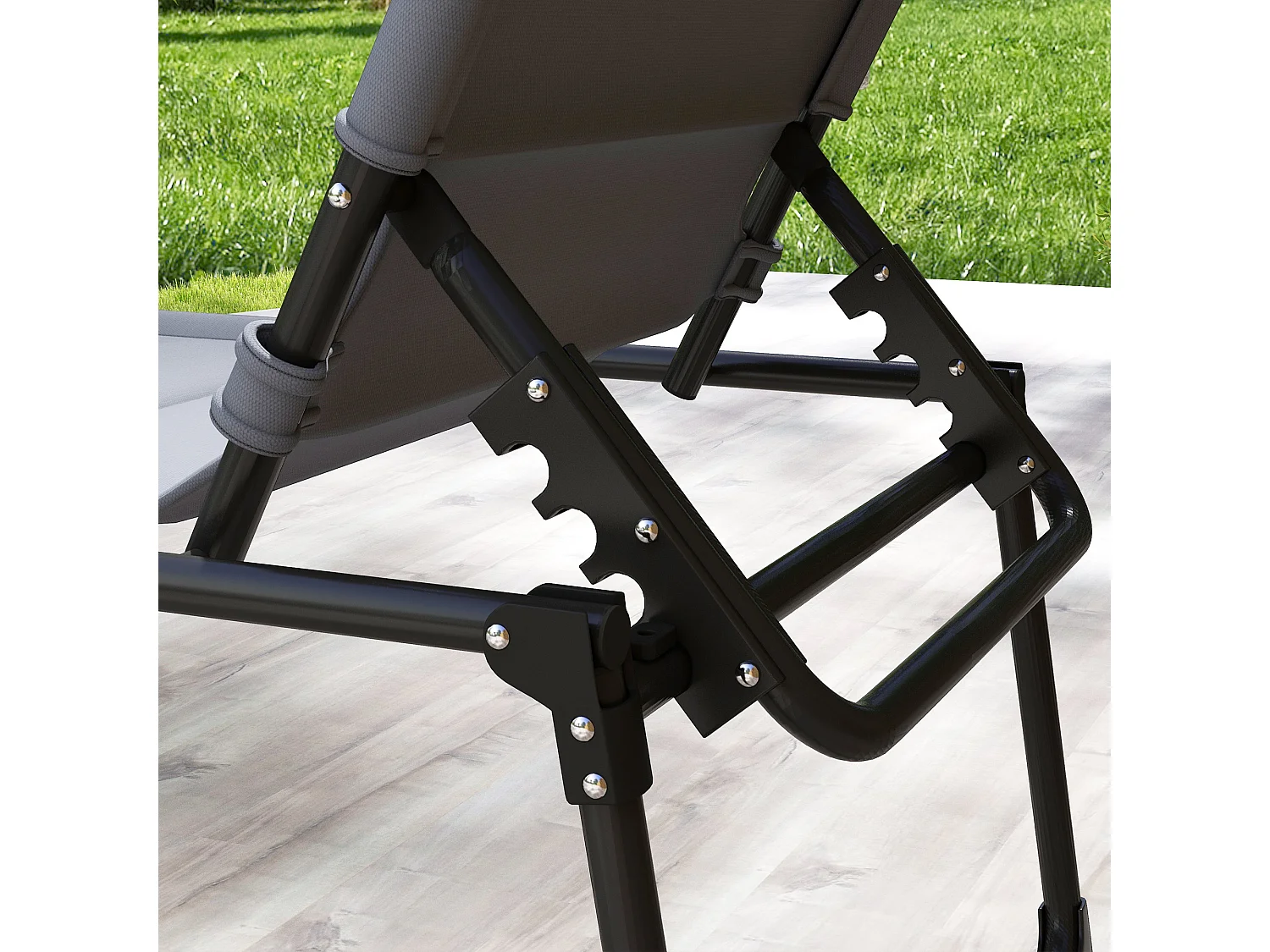 Set 2 lettini prendisole ad altezza regolabile nero e grigio