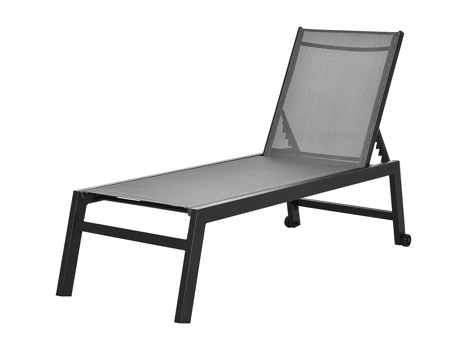 Sdraio Prendisole in Alluminio e Texteline con Schienale Regolabile e Ruote