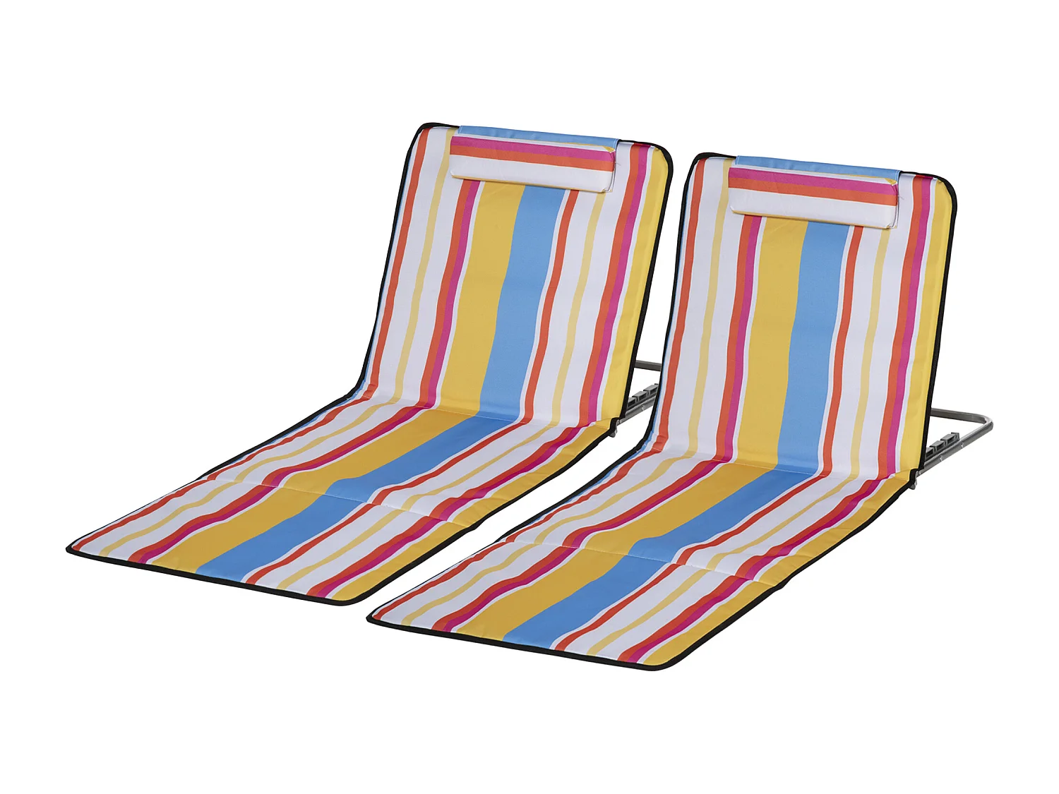 Set 2 sdraio da spiaggia con schienale regolabile poggiatesta colorati