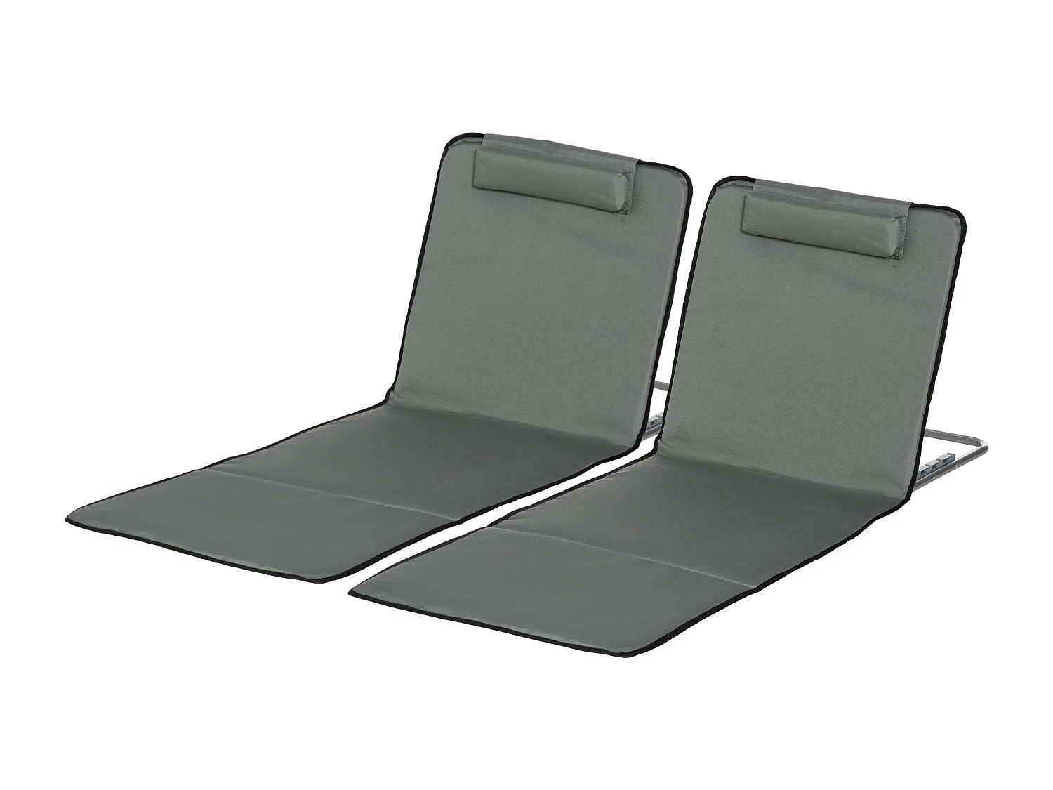 Set 2 lettini mare pieghevoli con schienale regolabile e borsa grigio