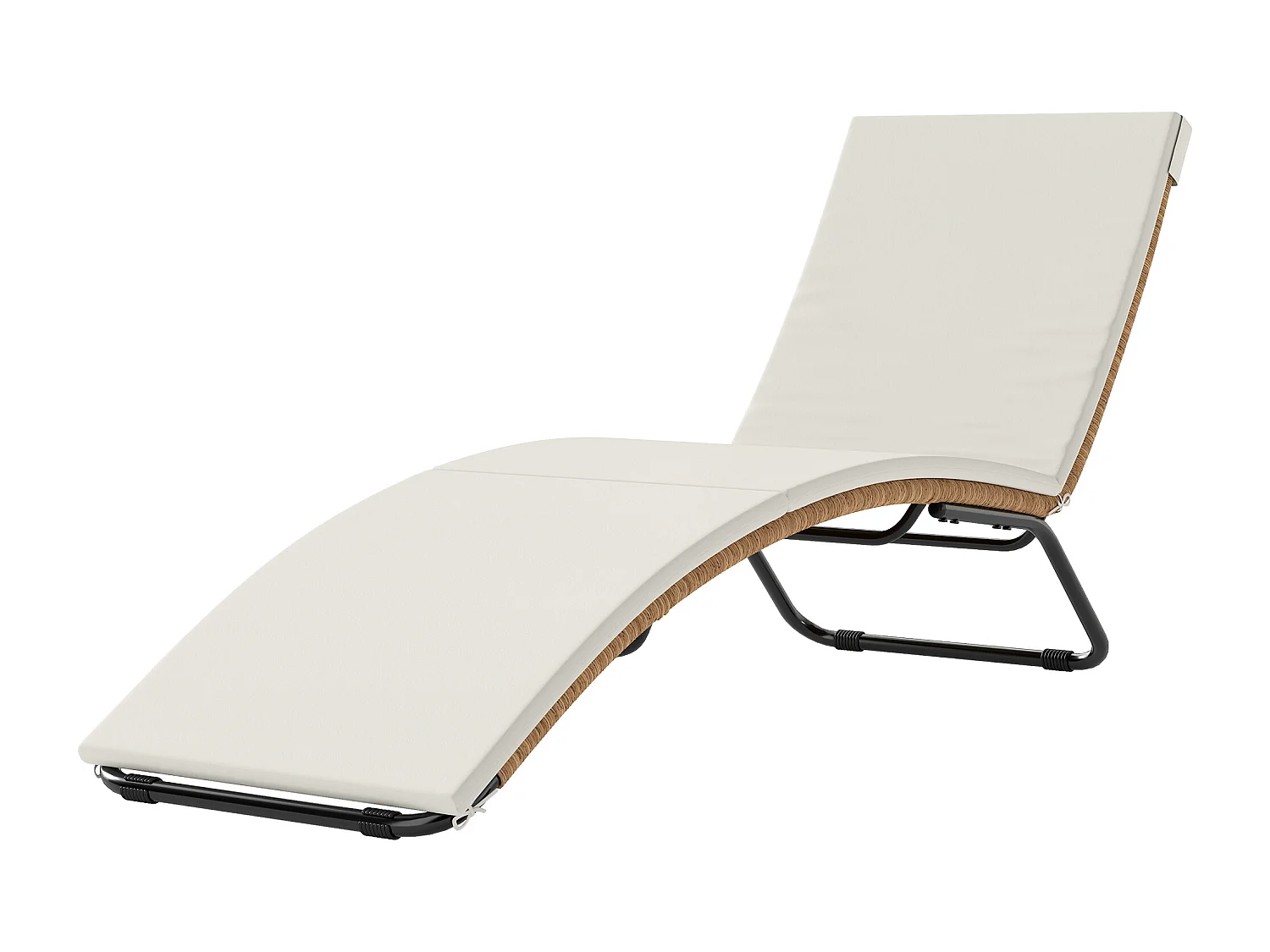 Lettino sdraio a s da esterno in rattan e acciaio 75x57x80 cm crema