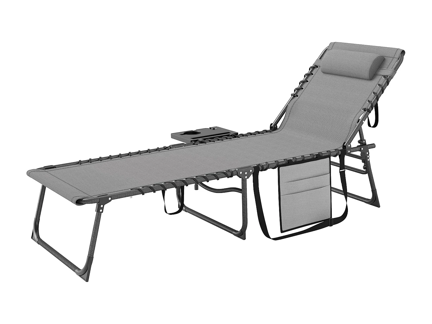 Sdraio da giardino pieghevole e reclinabile a 5 livelli grigio e nero