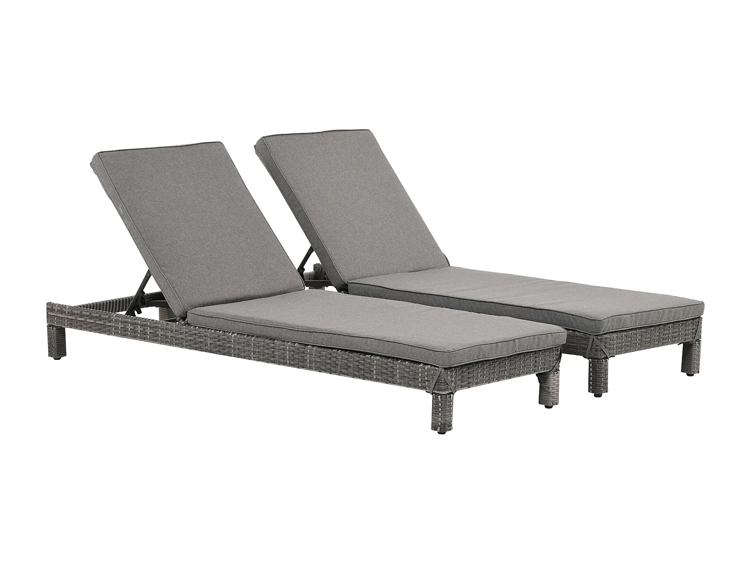 Set 2 sdraio regolabili con cuscino imbottito grigio