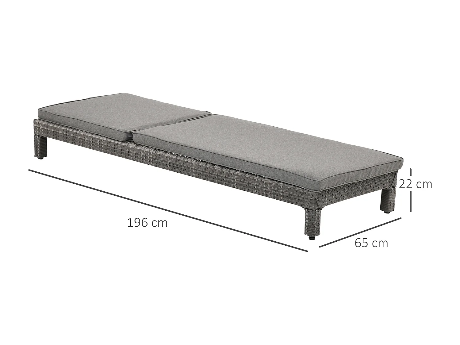 Set 2 sdraio regolabili con cuscino imbottito grigio