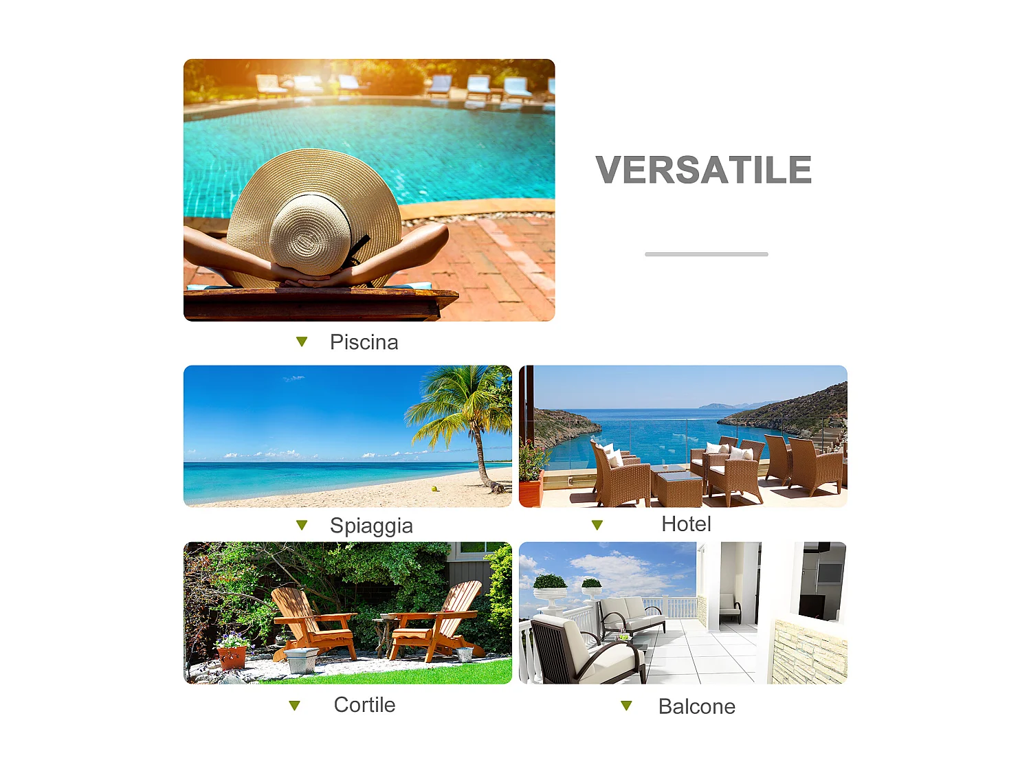 Set 2 sdraio regolabili con cuscino imbottito grigio