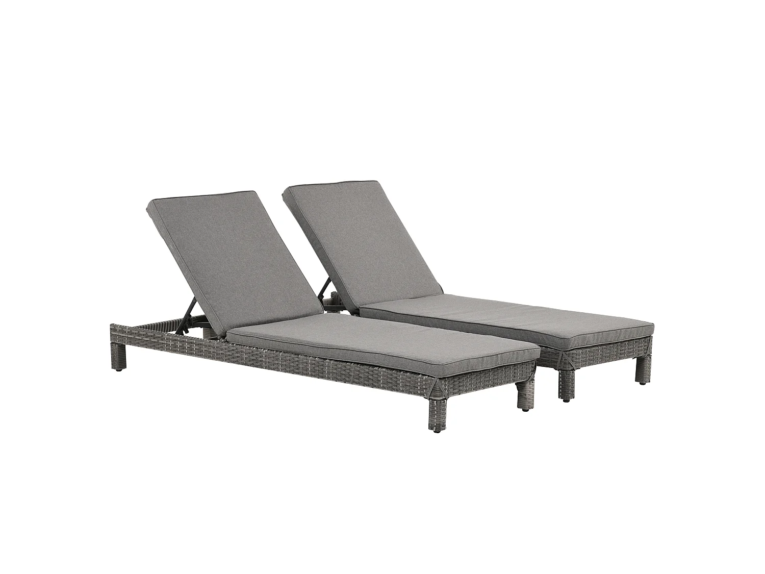 Set 2 sdraio regolabili con cuscino imbottito grigio