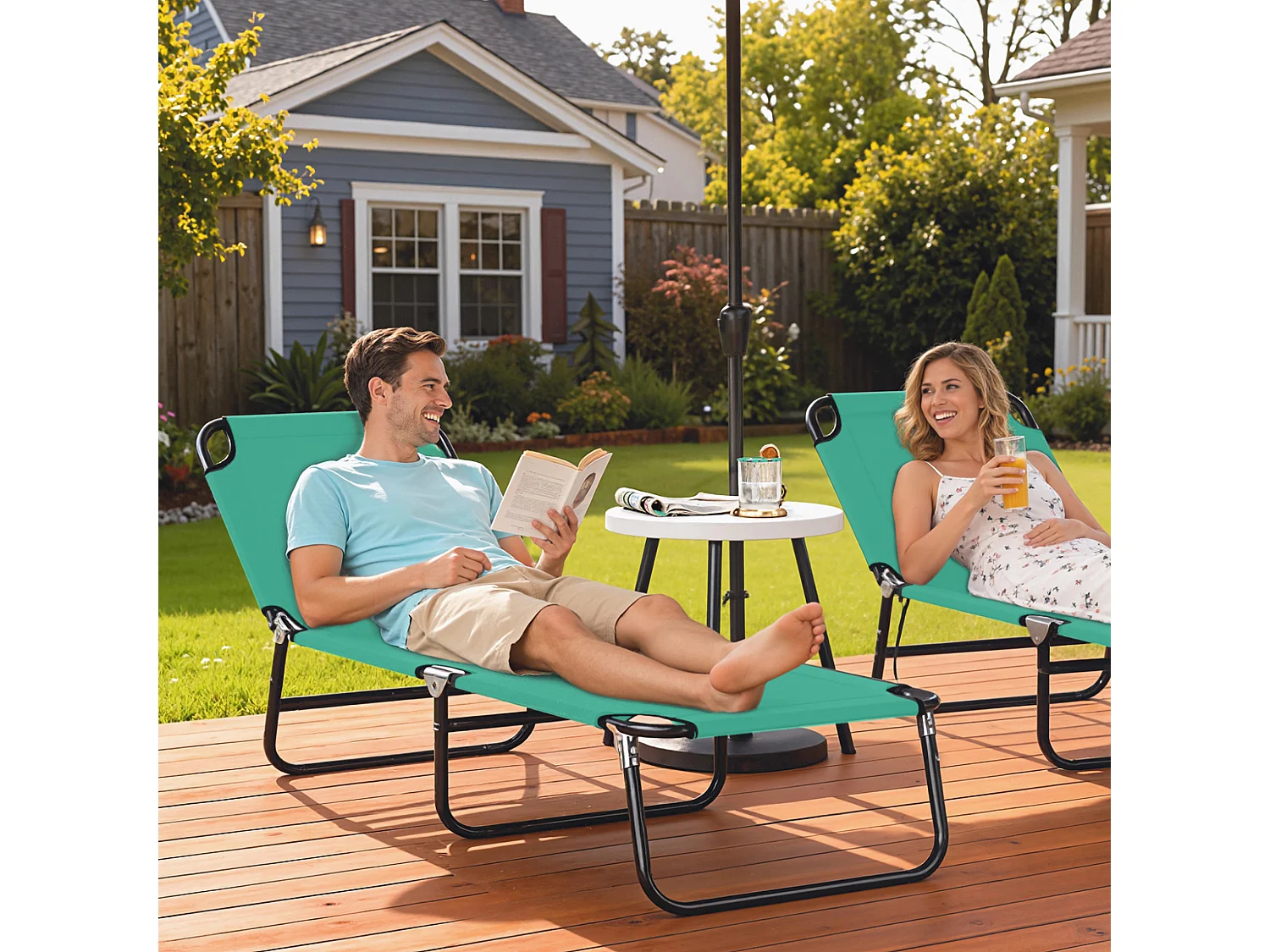 Sdraio da giardino pieghevole schienale con 4 reclinazioni