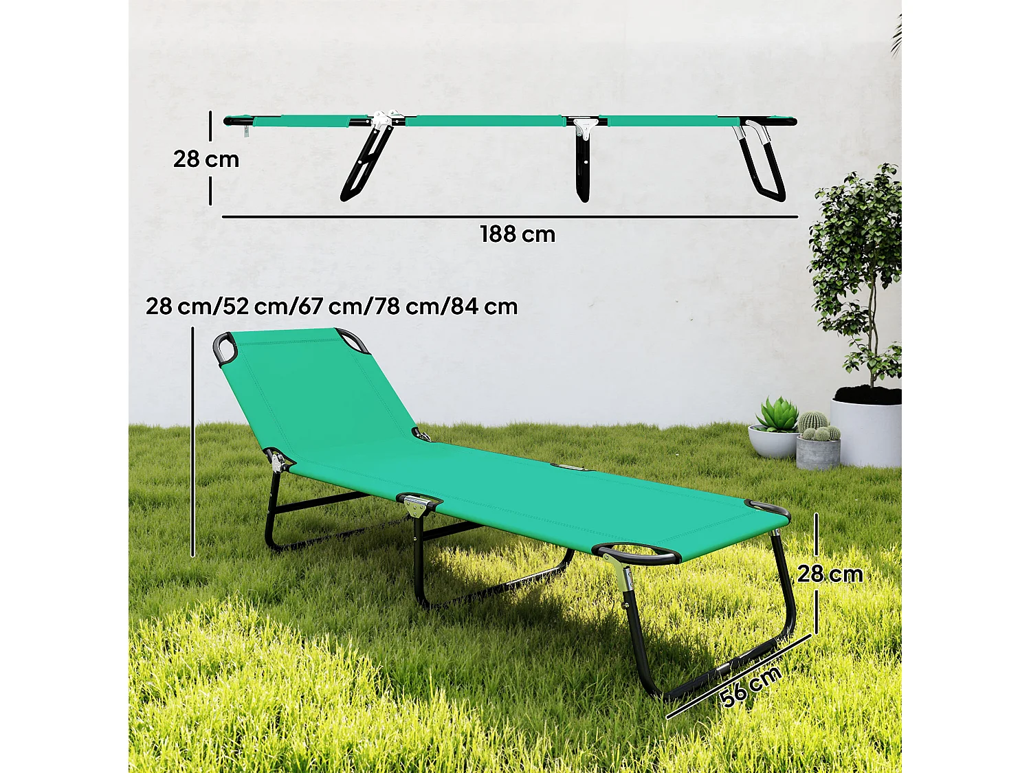 Sdraio da giardino pieghevole schienale con 4 reclinazioni