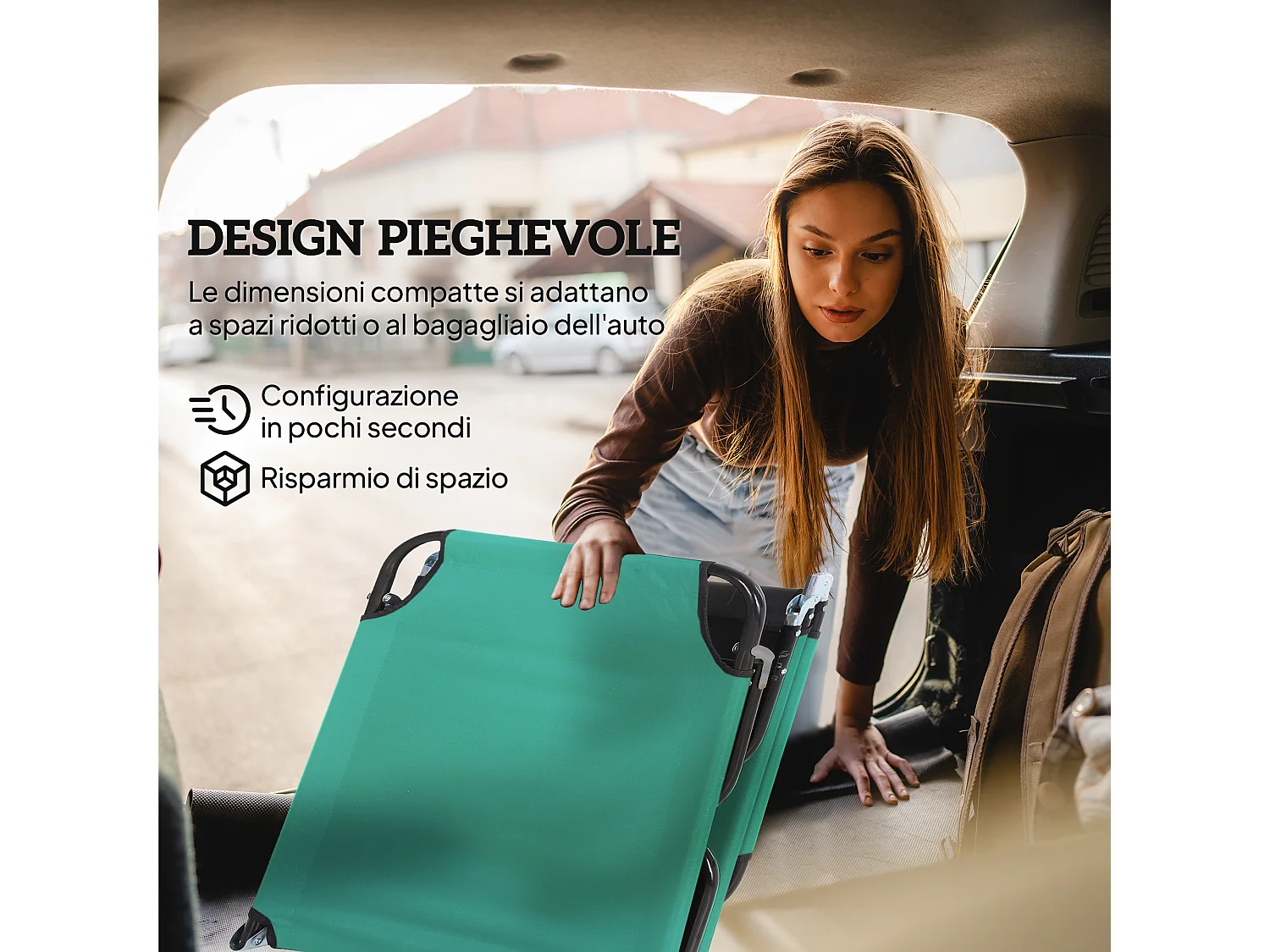 Sdraio da giardino pieghevole schienale con 4 reclinazioni