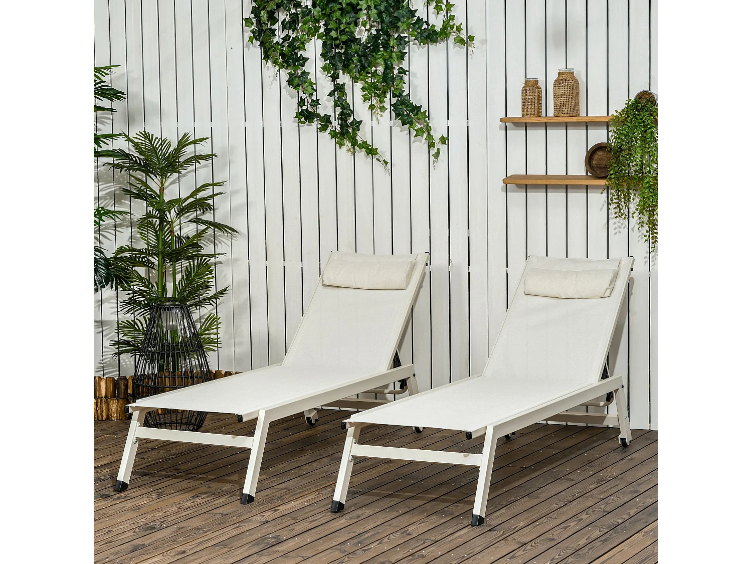Set 2 chaise longue lettino prendisole ad altezza reclinabile