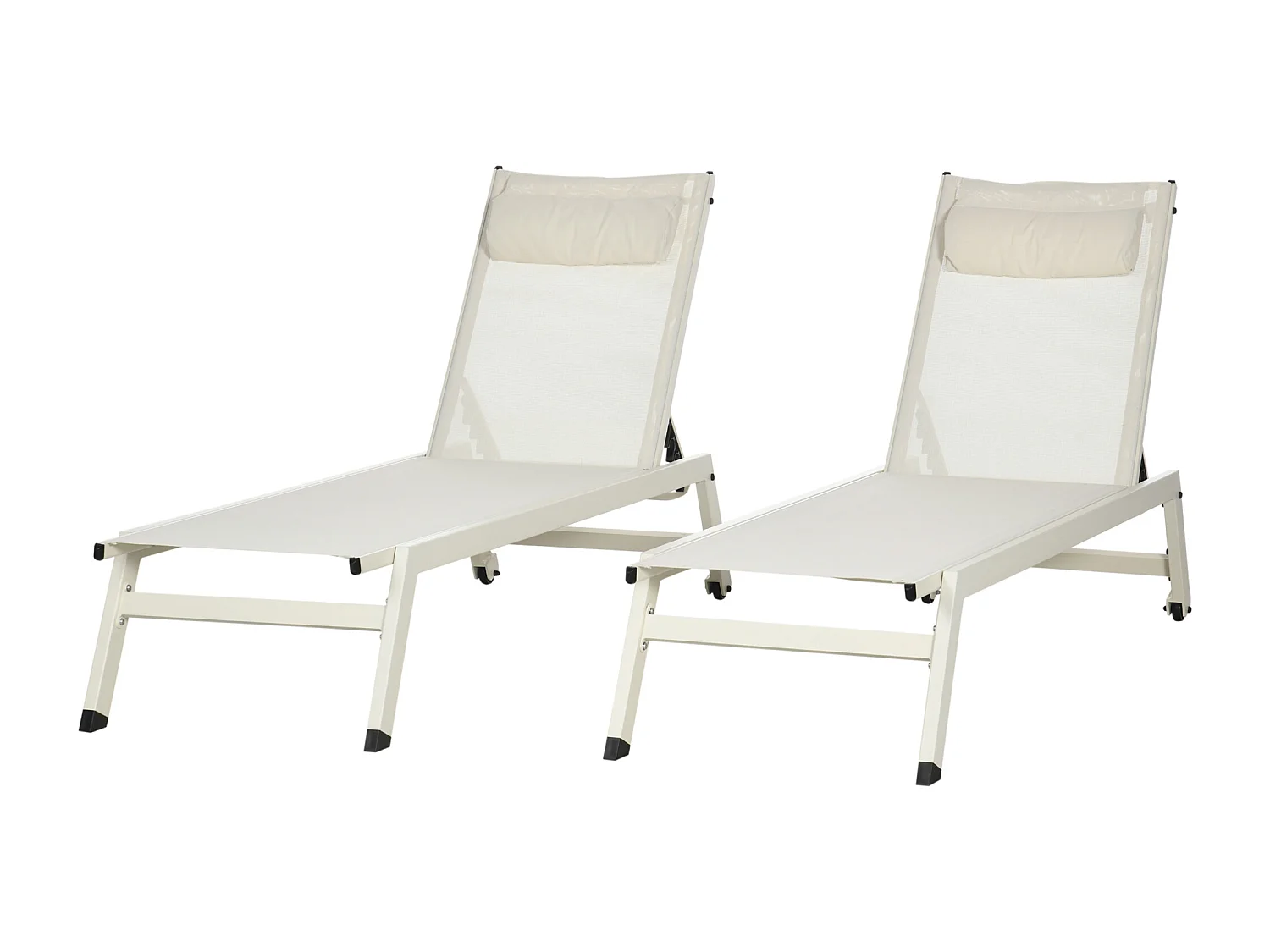 Set 2 chaise longue lettino prendisole ad altezza reclinabile