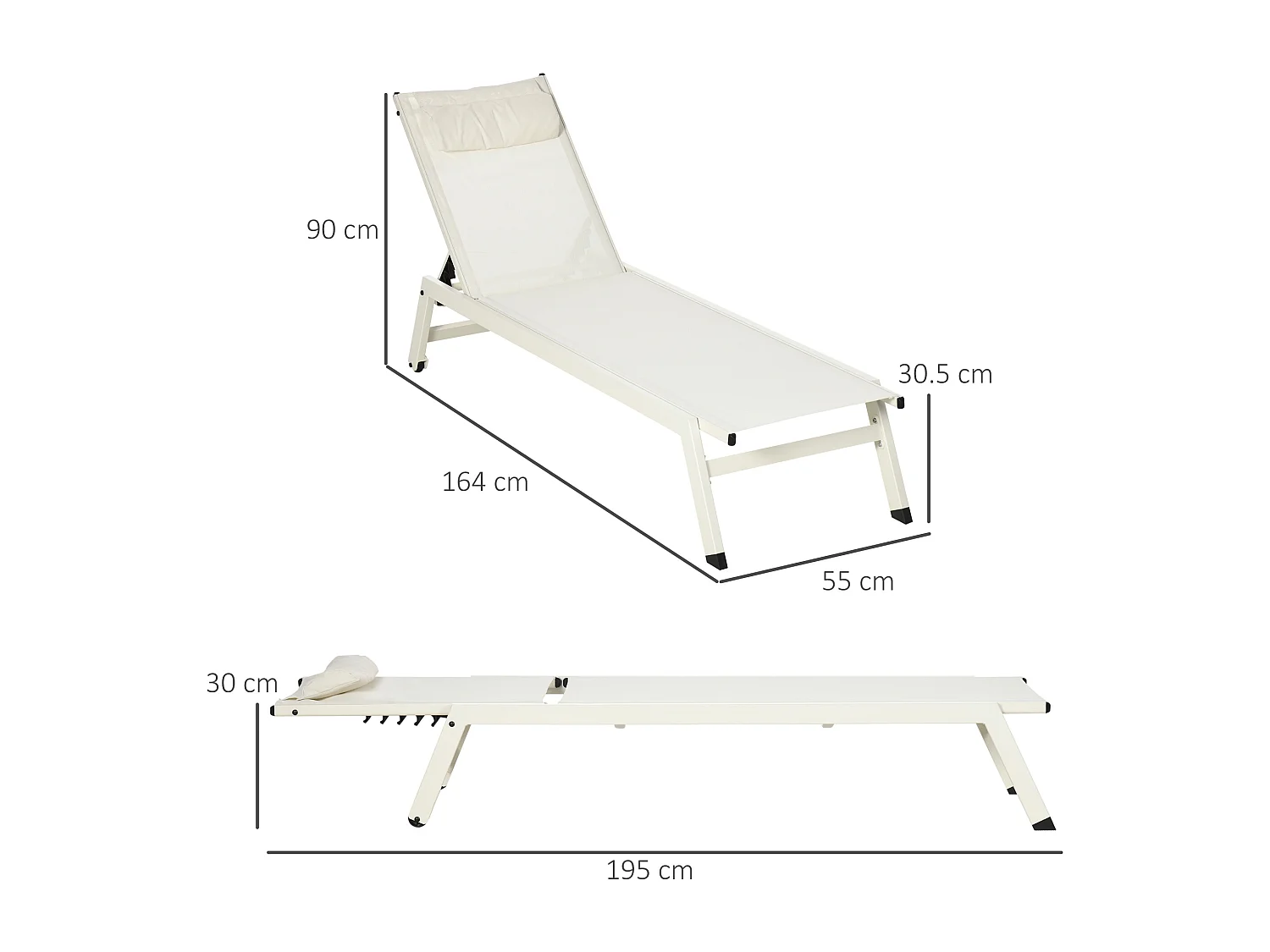 Set 2 chaise longue lettino prendisole ad altezza reclinabile