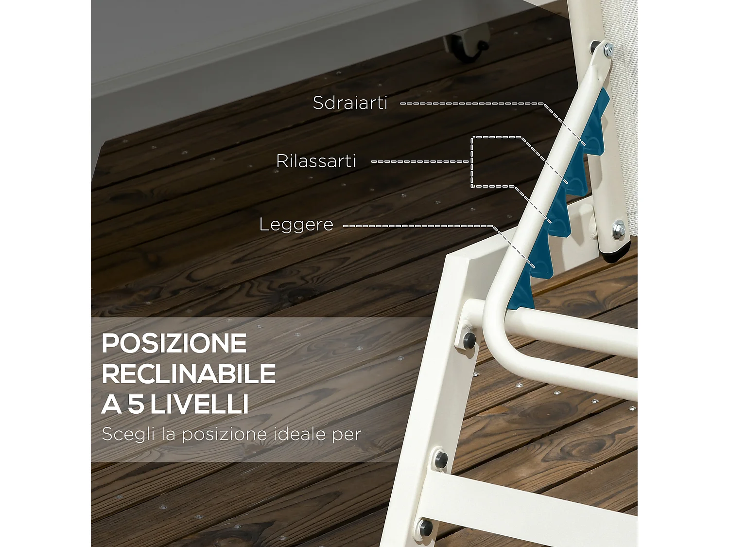 Set 2 chaise longue lettino prendisole ad altezza reclinabile