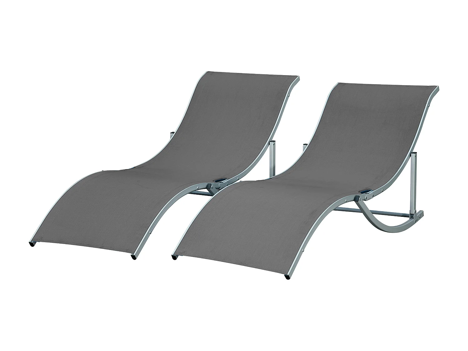 Set 2 sdraio da giardino pieghevoli in alluminio e textilene
