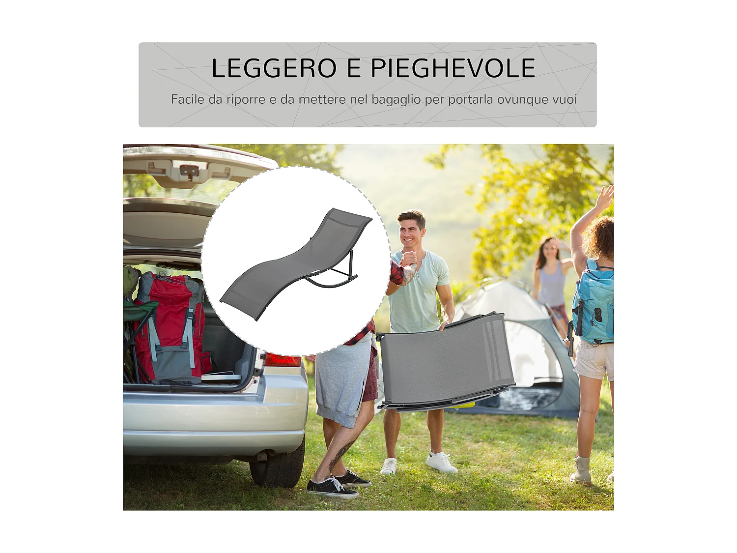 Set 2 sdraio da giardino pieghevoli in alluminio e textilene