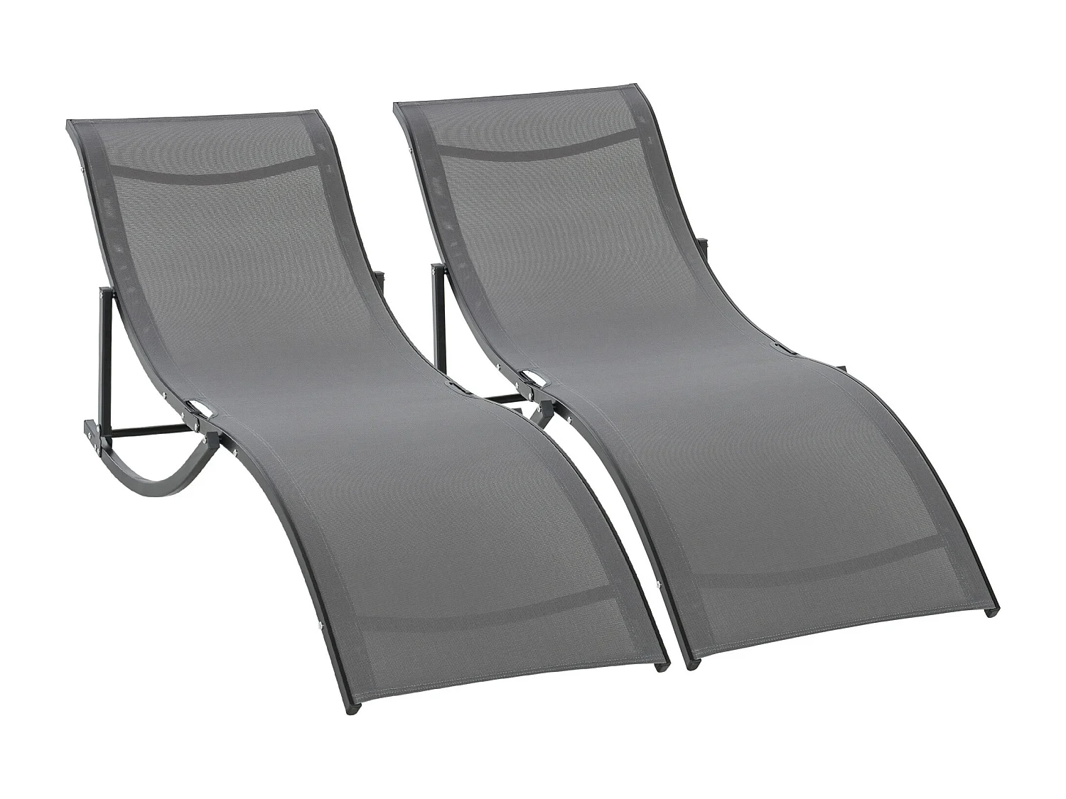 Set 2 sdraio da giardino pieghevoli in alluminio e textilene