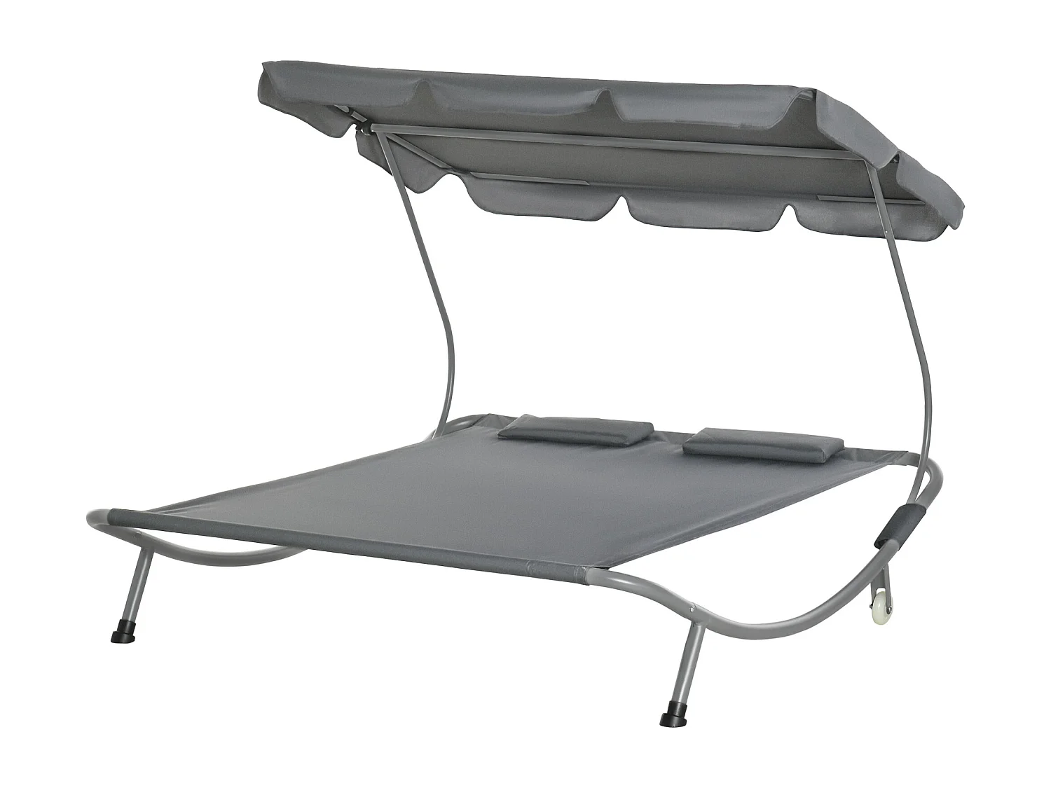 Lettino a 2 posti con tettuccio regolabile e cuscini grigio