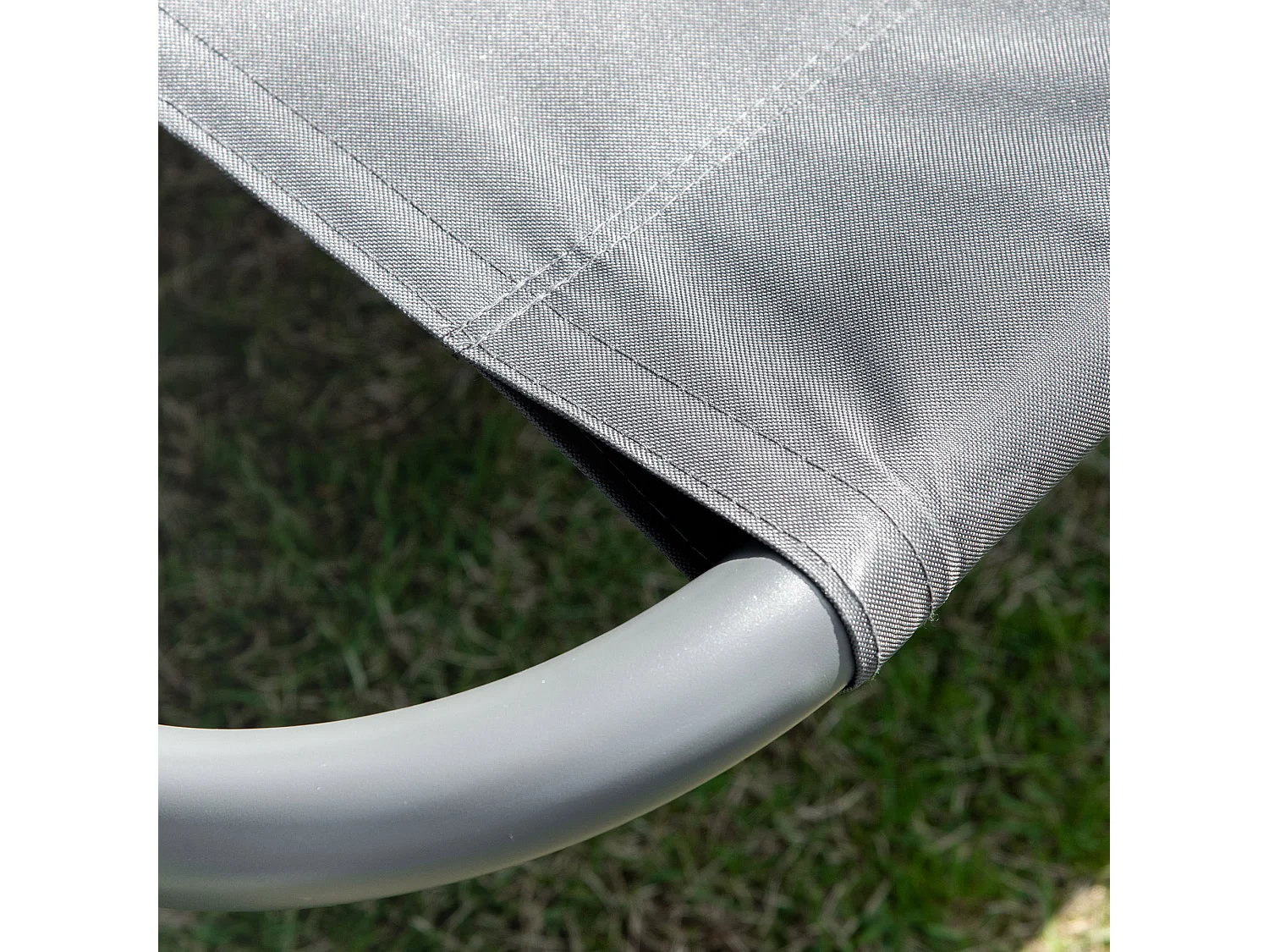 Lettino a 2 posti con tettuccio regolabile e cuscini grigio