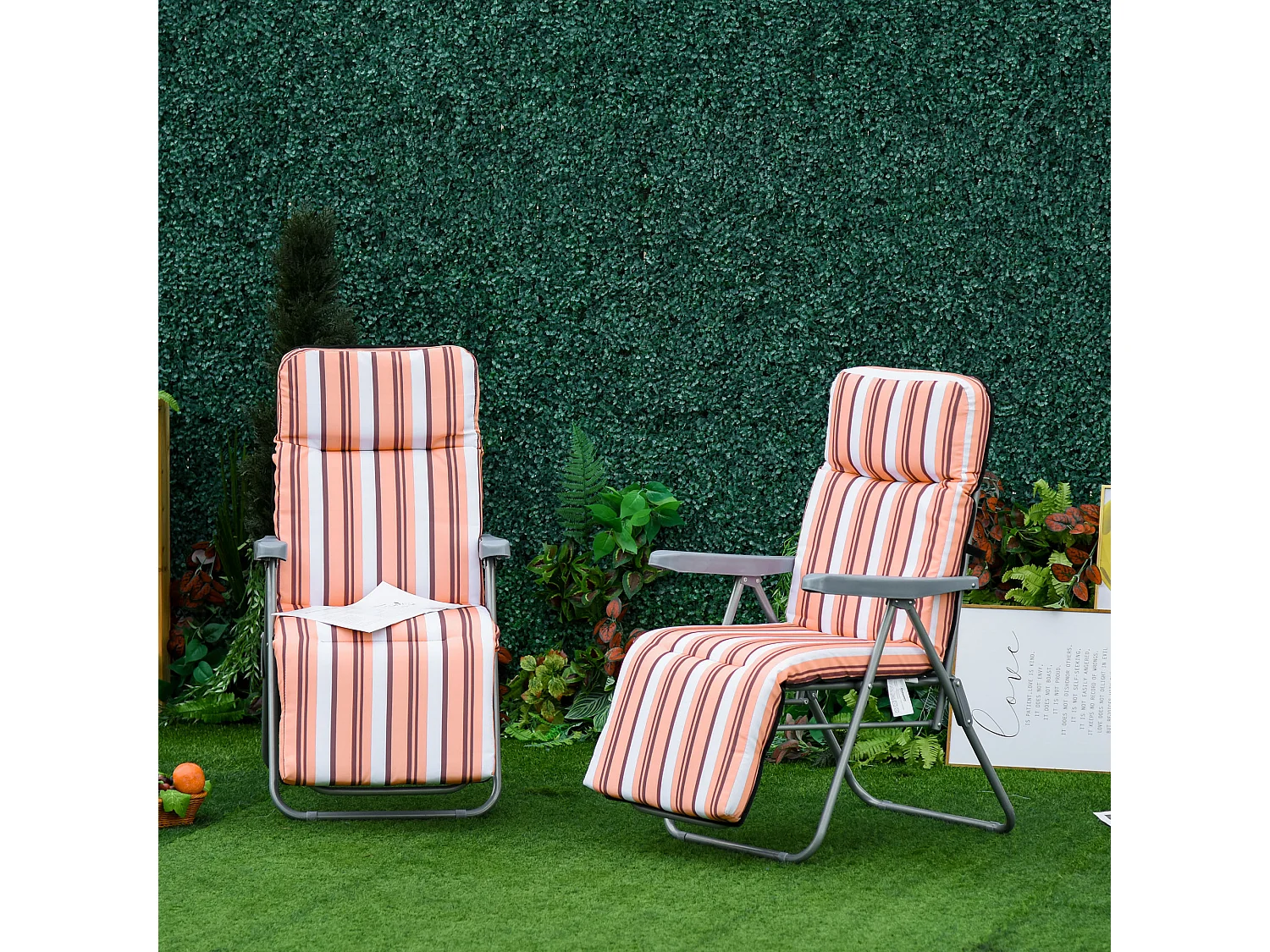 Poltrona sdraio 2 pezzi da esterni reclinabile in 5 posizioni