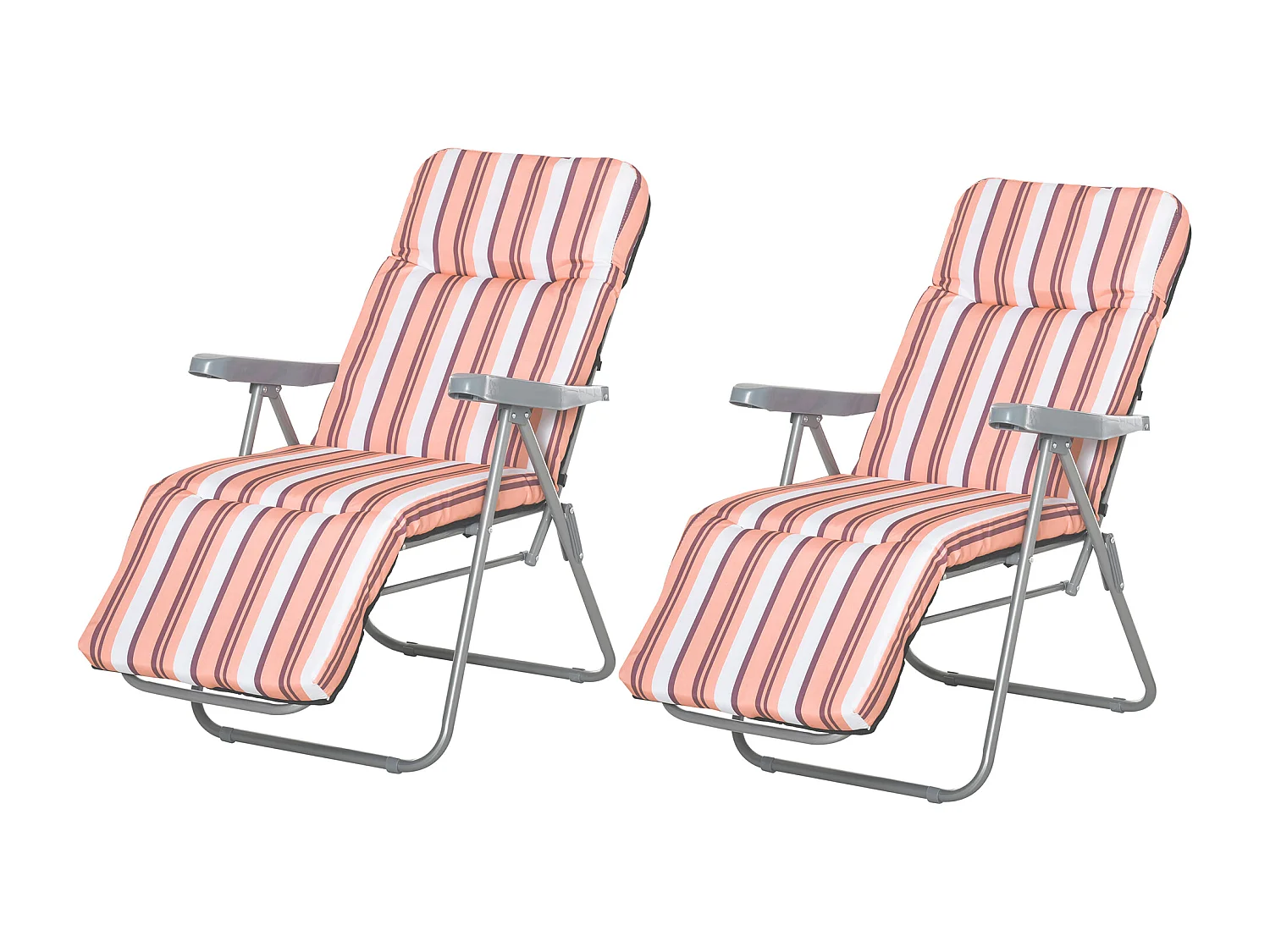 Poltrona sdraio 2 pezzi da esterni reclinabile in 5 posizioni