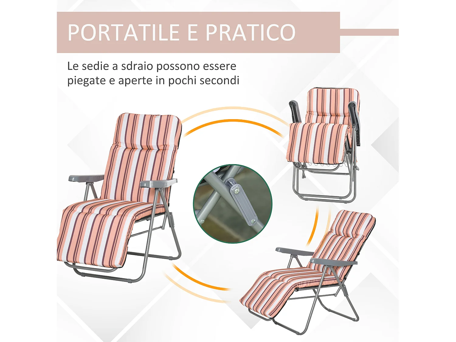 Poltrona sdraio 2 pezzi da esterni reclinabile in 5 posizioni