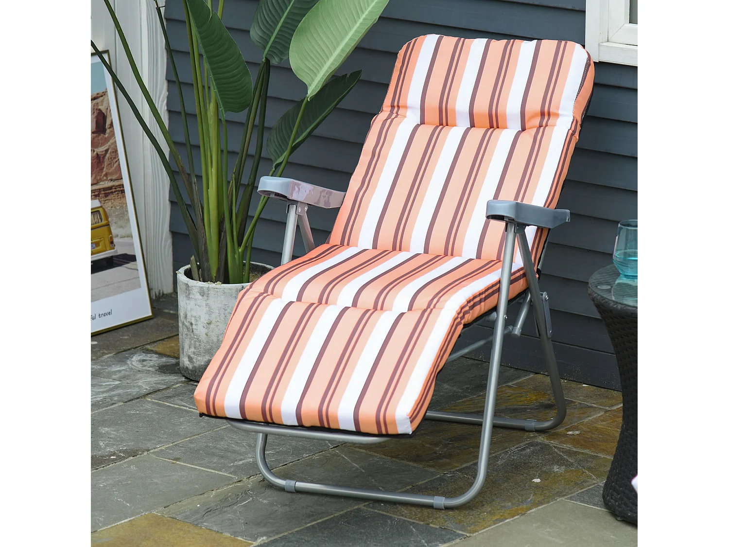 Poltrona sdraio 2 pezzi da esterni reclinabile in 5 posizioni