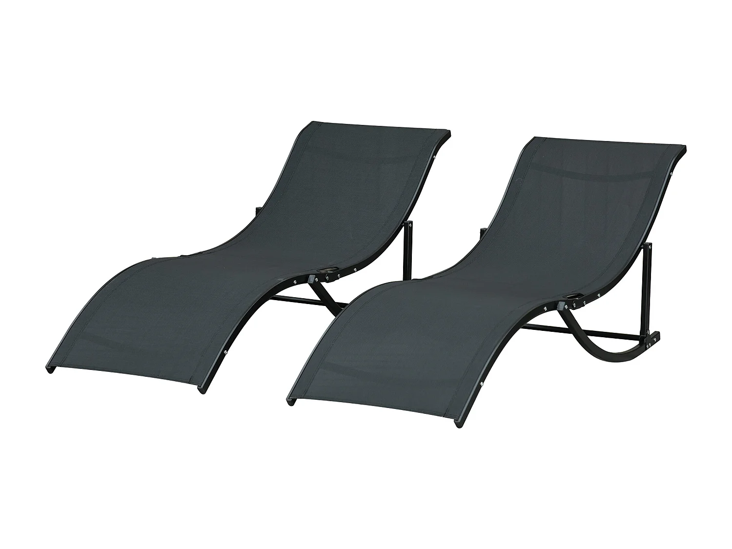 Set 2 sdraio da giardino pieghevoli in alluminio e textilene