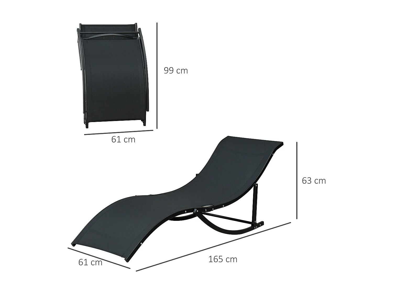 Set 2 sdraio da giardino pieghevoli in alluminio e textilene