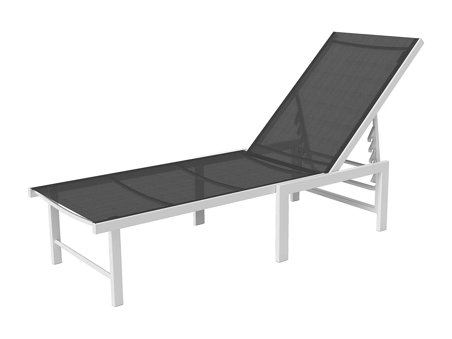 Lettino sdraio con schienale regolabile su 5 livelli bianco e grigio