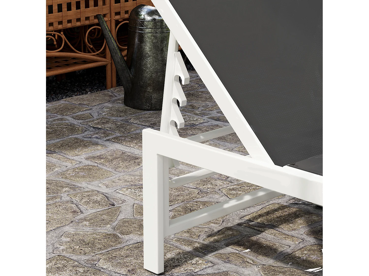 Lettino sdraio con schienale regolabile su 5 livelli bianco e grigio