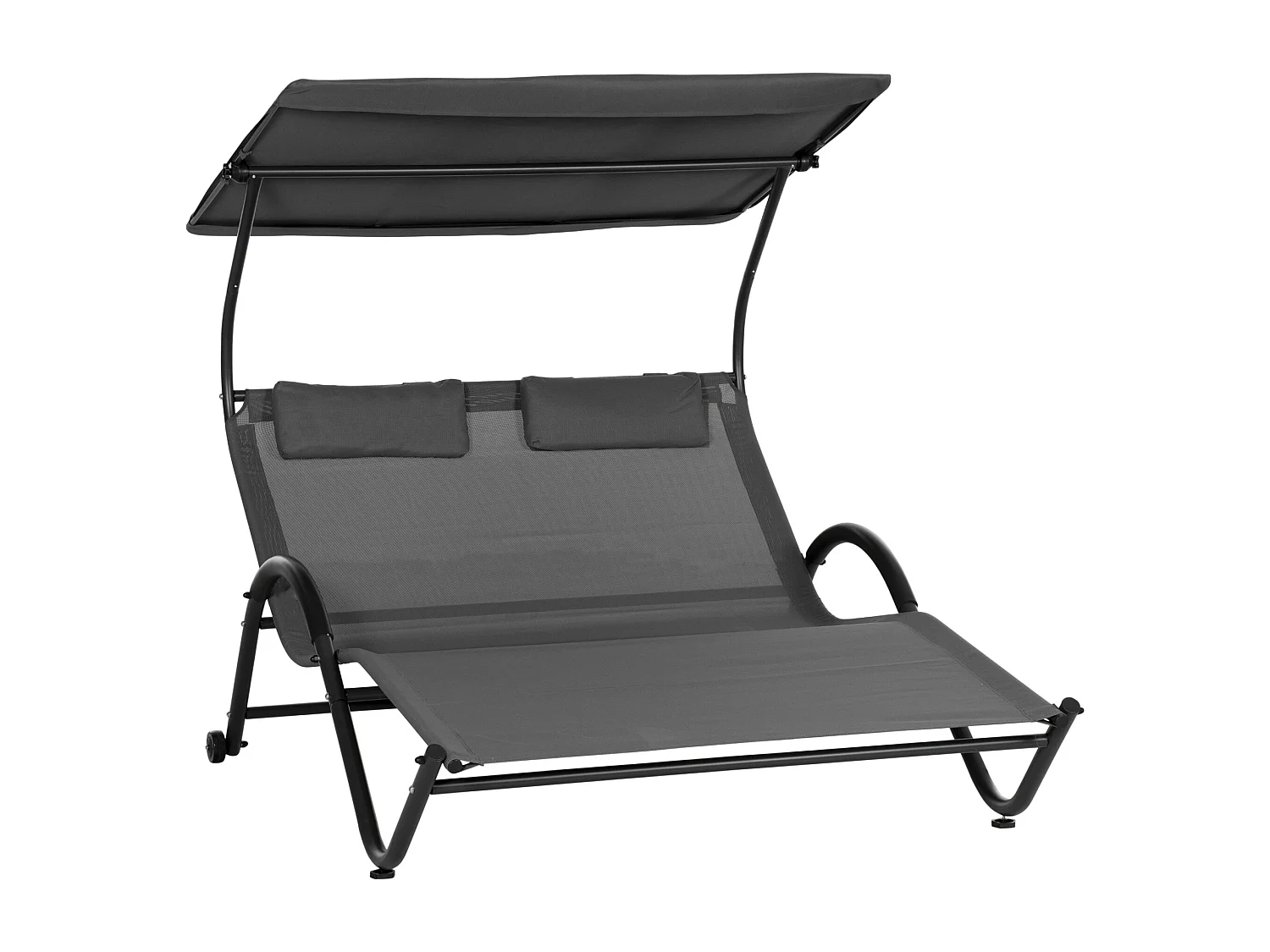 Lettino prendisole a 2 posti con poggiatesta e tettuccio