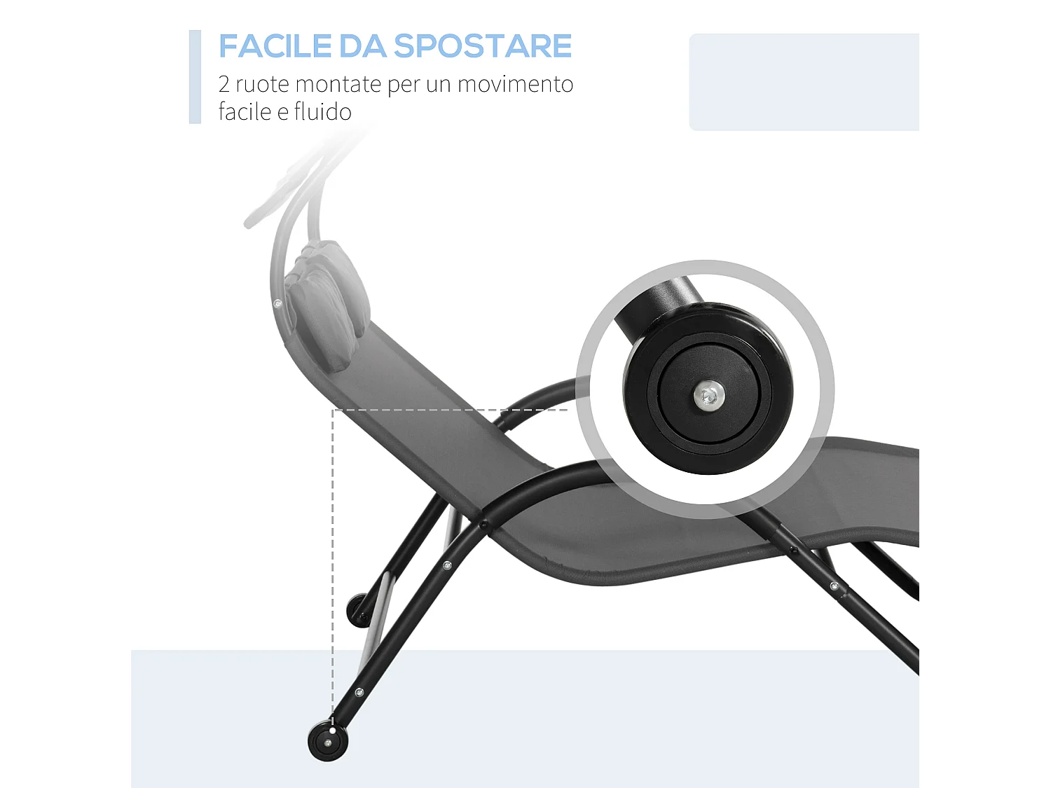 Lettino prendisole a 2 posti con poggiatesta e tettuccio