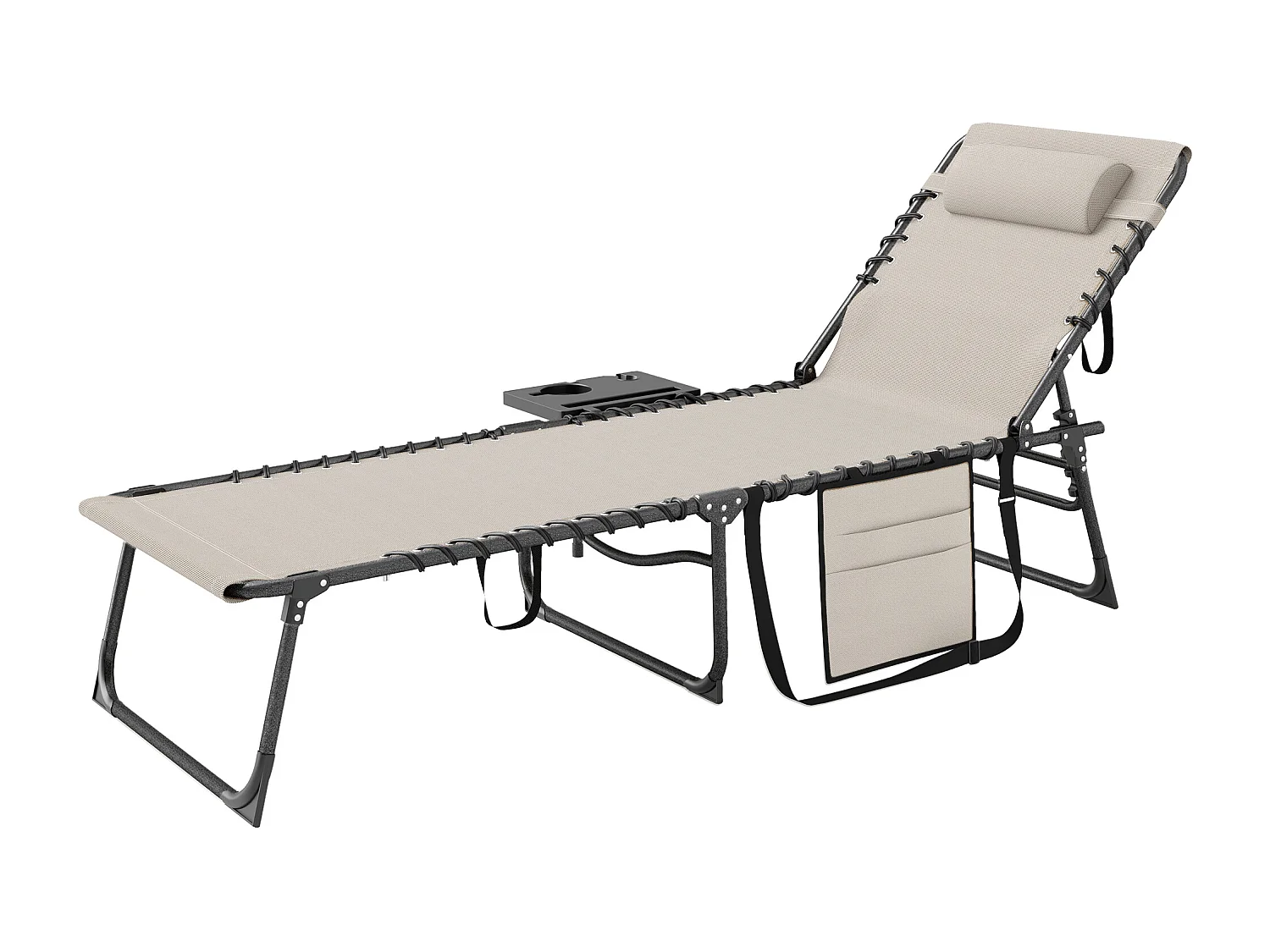 Sdraio da giardino pieghevole e reclinabile a 5 livelli crema