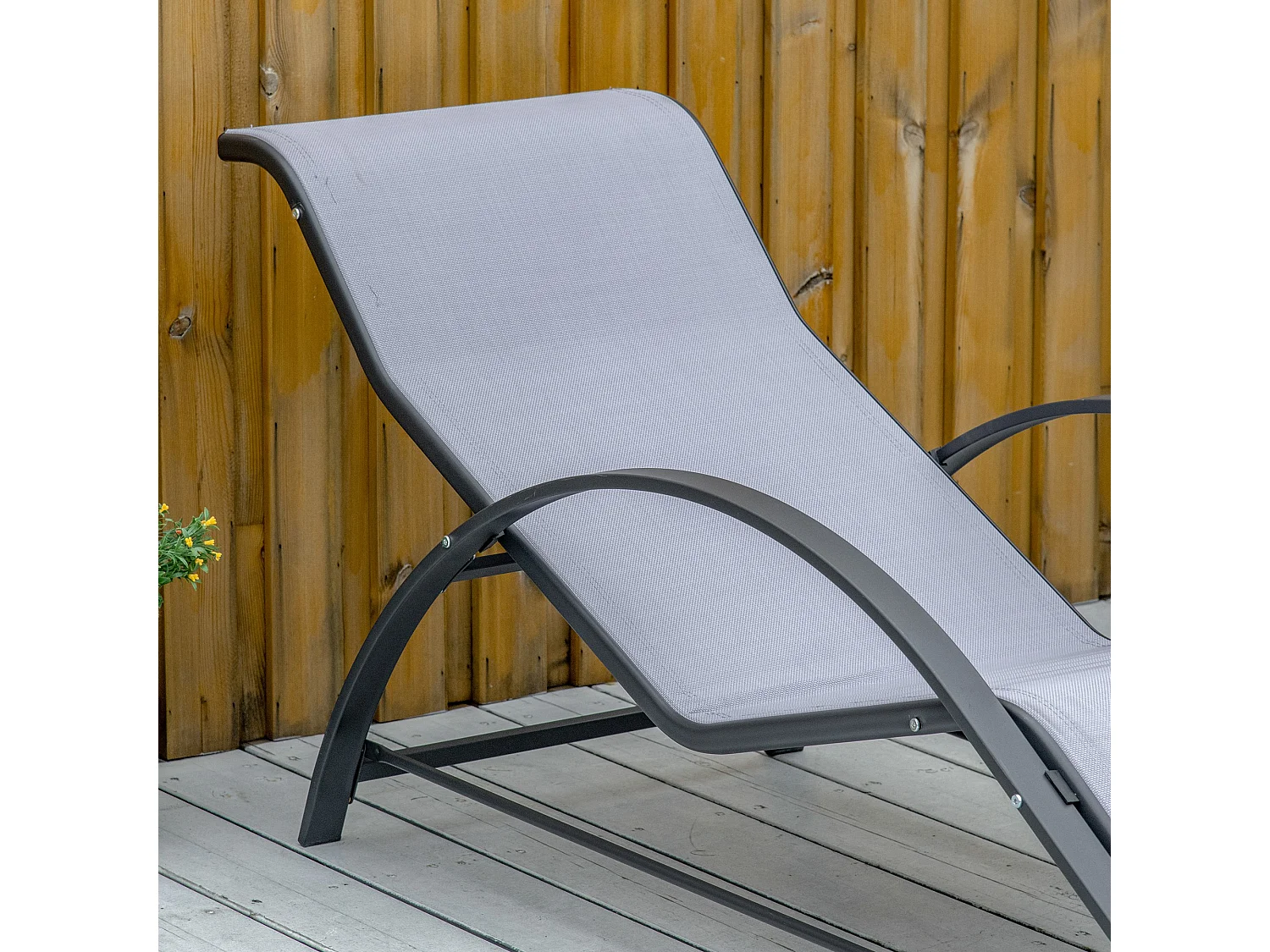 Set 2 sdraio da giardino e tavolino con piano in vetro grigio chiaro