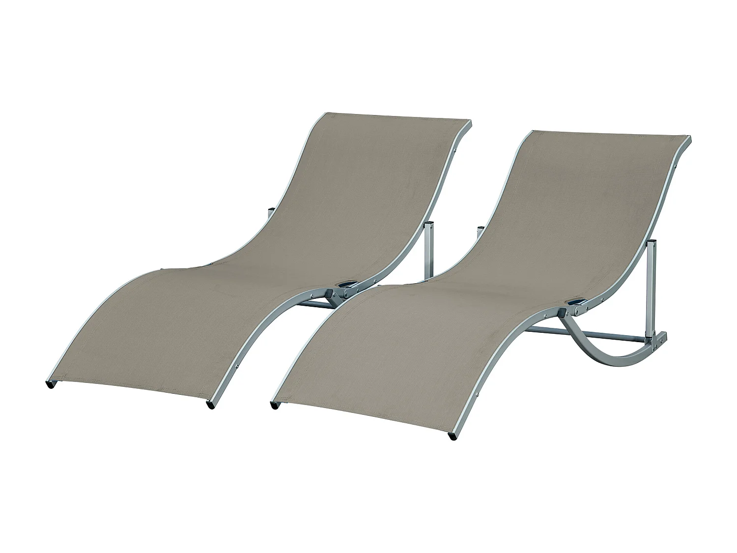 Set 2 sdraio da giardino pieghevoli in alluminio e textilene